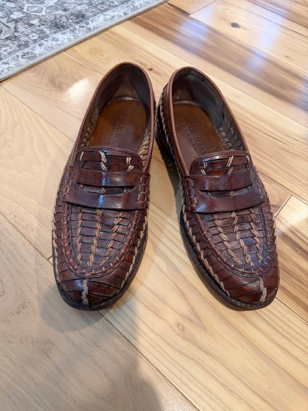 Cole Haan Men's Brown Woven Penny Loafers - Vintage, very good condition! Size 9